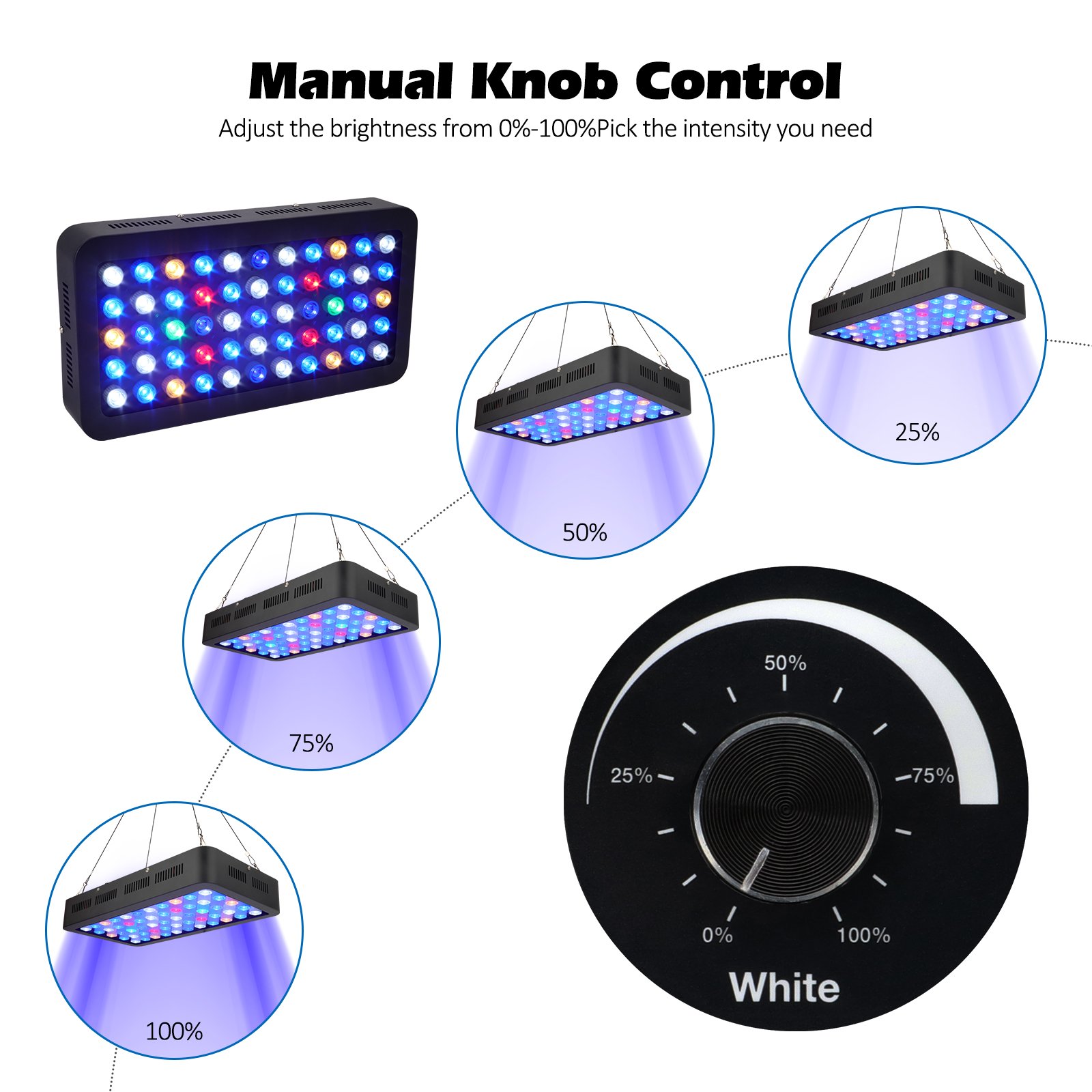120W Full Spectrum Reef Light dimming UV Marine LED Aquarium Lighting for Growing Coral