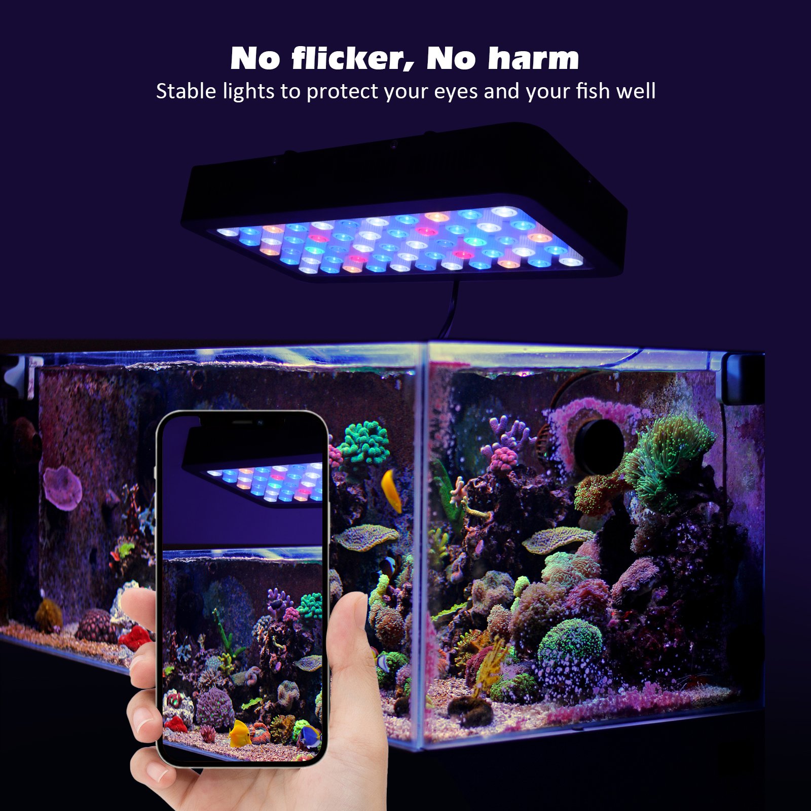 120W Full Spectrum Reef Light dimming UV Marine LED Aquarium Lighting for Growing Coral