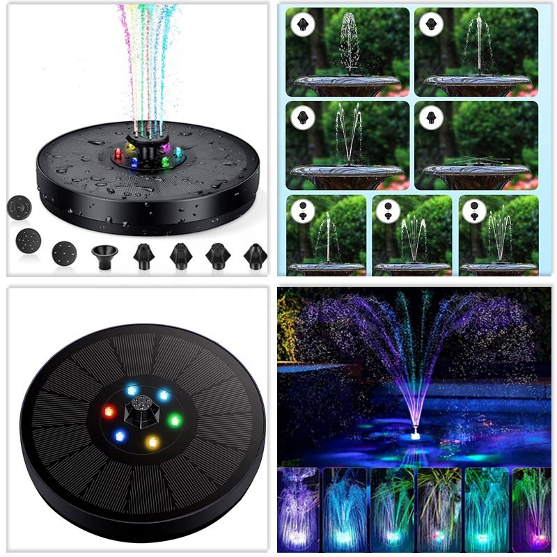 Manufacturers Supply Solar Fountain Pump Outdoor Pool Water Floating Fountain With Colored Lights Aquarium Solar Fountain Pump
