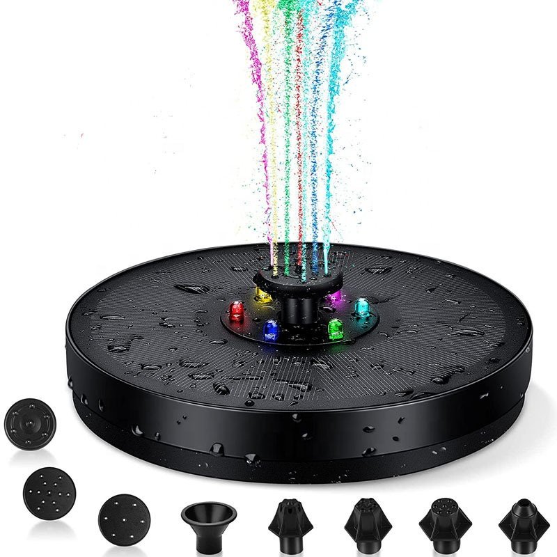 Manufacturers Supply Solar Fountain Pump Outdoor Pool Water Floating Fountain With Colored Lights Aquarium Solar Fountain Pump