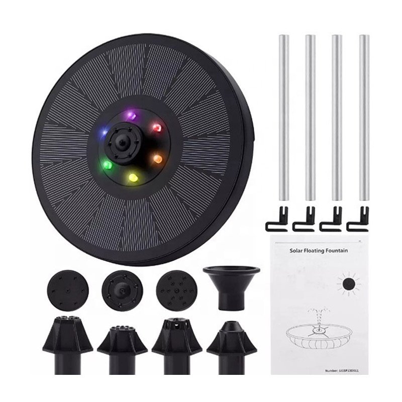 Manufacturers Supply Solar Fountain Pump Outdoor Pool Water Floating Fountain With Colored Lights Aquarium Solar Fountain Pump