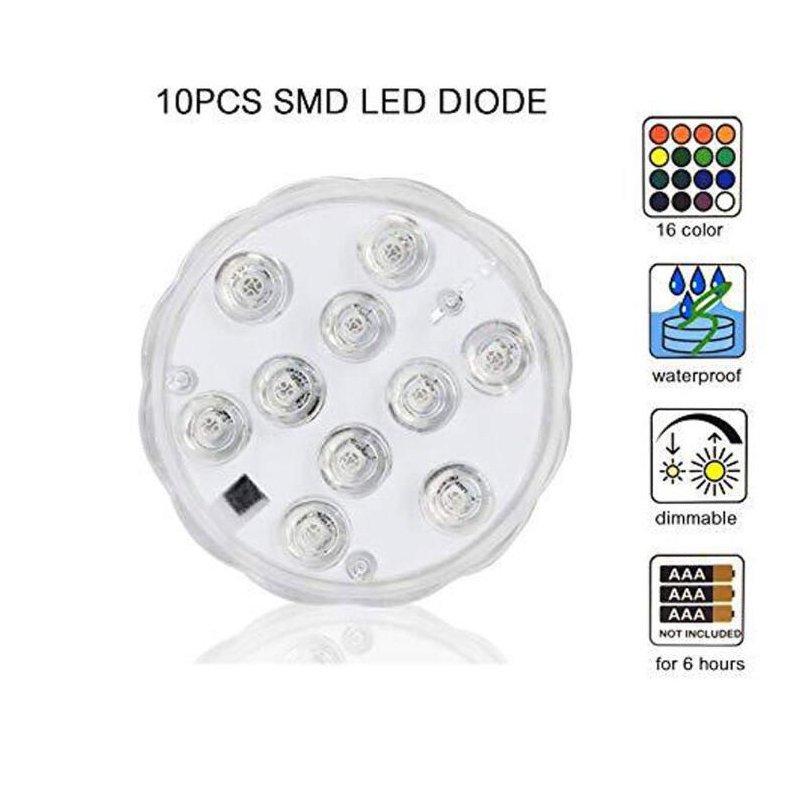 Submersible Ip68 Waterproof Led Swimming Pool Light Rgb Led Colorful Underwater Lighting For Spa Pond Bathroom Party Celebration