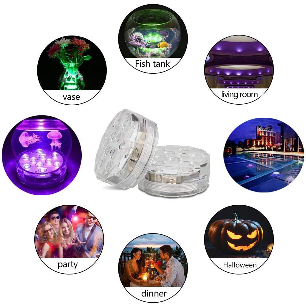Submersible Ip68 Waterproof Led Swimming Pool Light Rgb Led Colorful Underwater Lighting For Spa Pond Bathroom Party Celebration