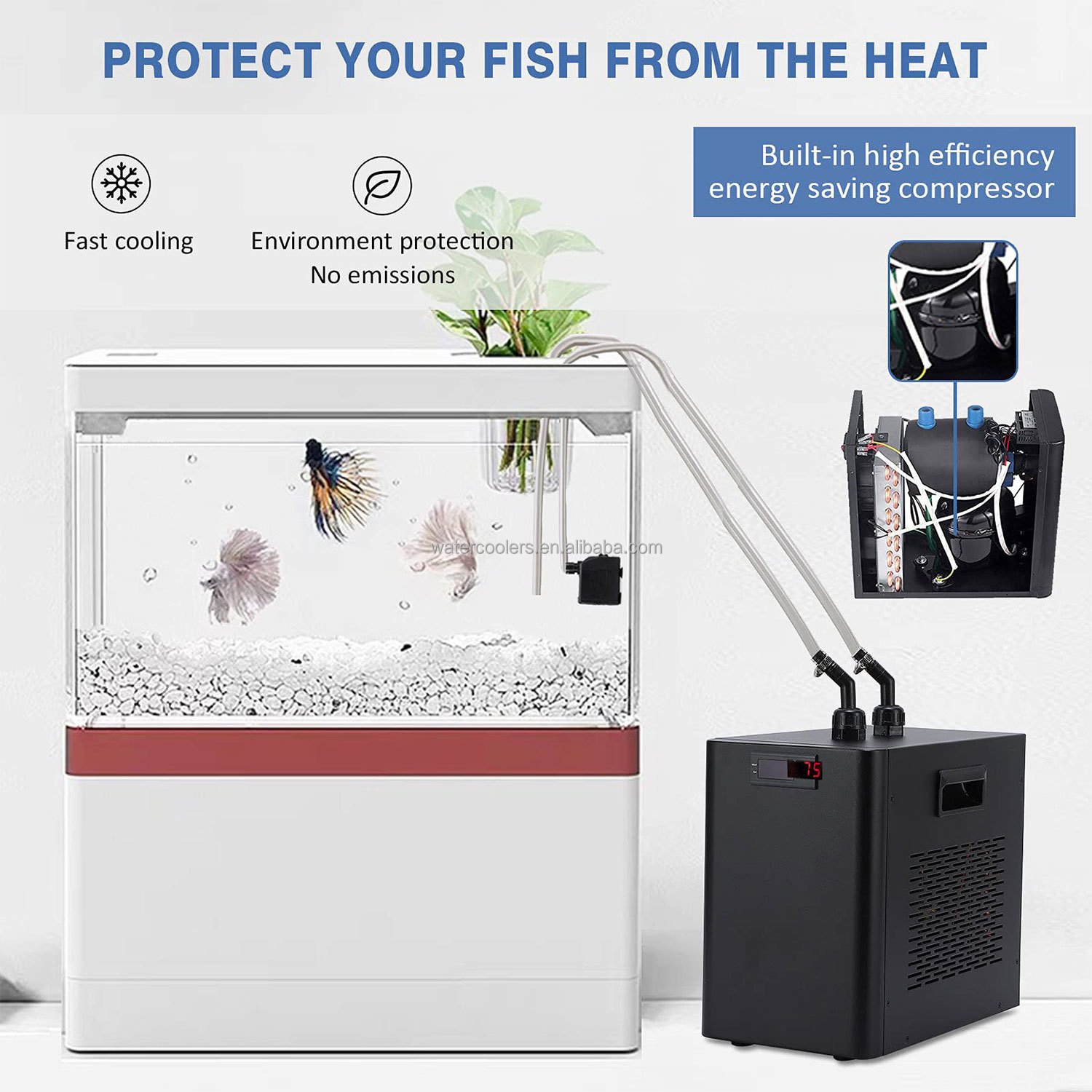 160L 300L Aquarium Chiller 75gal 1/3 HP Fish Tank Chiller Special Quiet Design Refrigeration Compressor