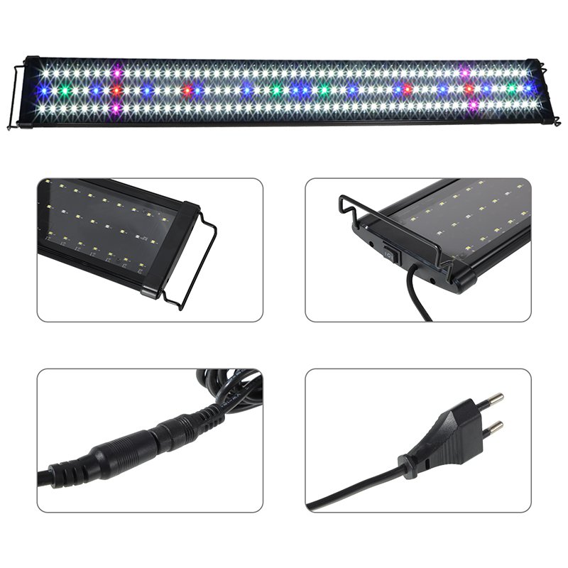 LED Aquarium Lamp Multi-Color Full Spectrum 30-120cm Super Slim Fish Tanks Accessories Aquatic Plant Marine Grow Lighting