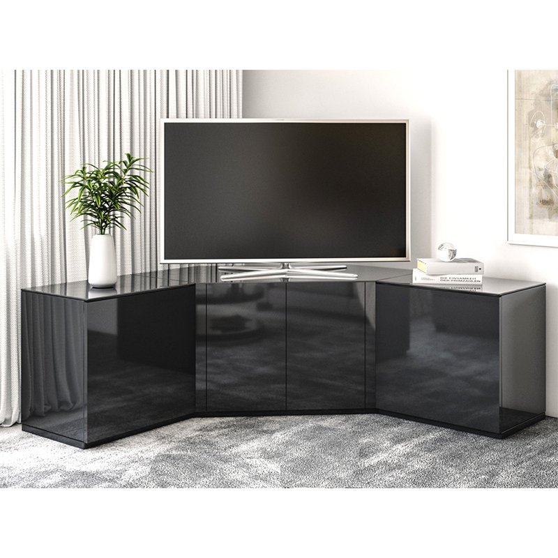 Smart Wooden Living Room High Glossy White Modern LED Lights TV Cabinet Stand