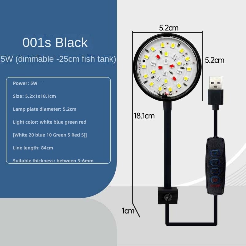 Wholesale Fish Tank Lamp Mini Led Usb Plug Lighting Water Plant Led Clip Light Transparent Lamp Clip On Aquarium Led Light