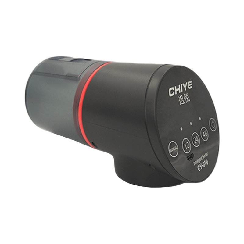 Chiye Black Plastic Lithium Battery Timer Touch Control Automatic Fish Feeder for Fish Tank