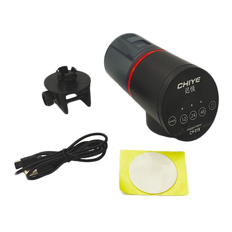 Chiye Black Plastic Lithium Battery Timer Touch Control Automatic Fish Feeder for Fish Tank