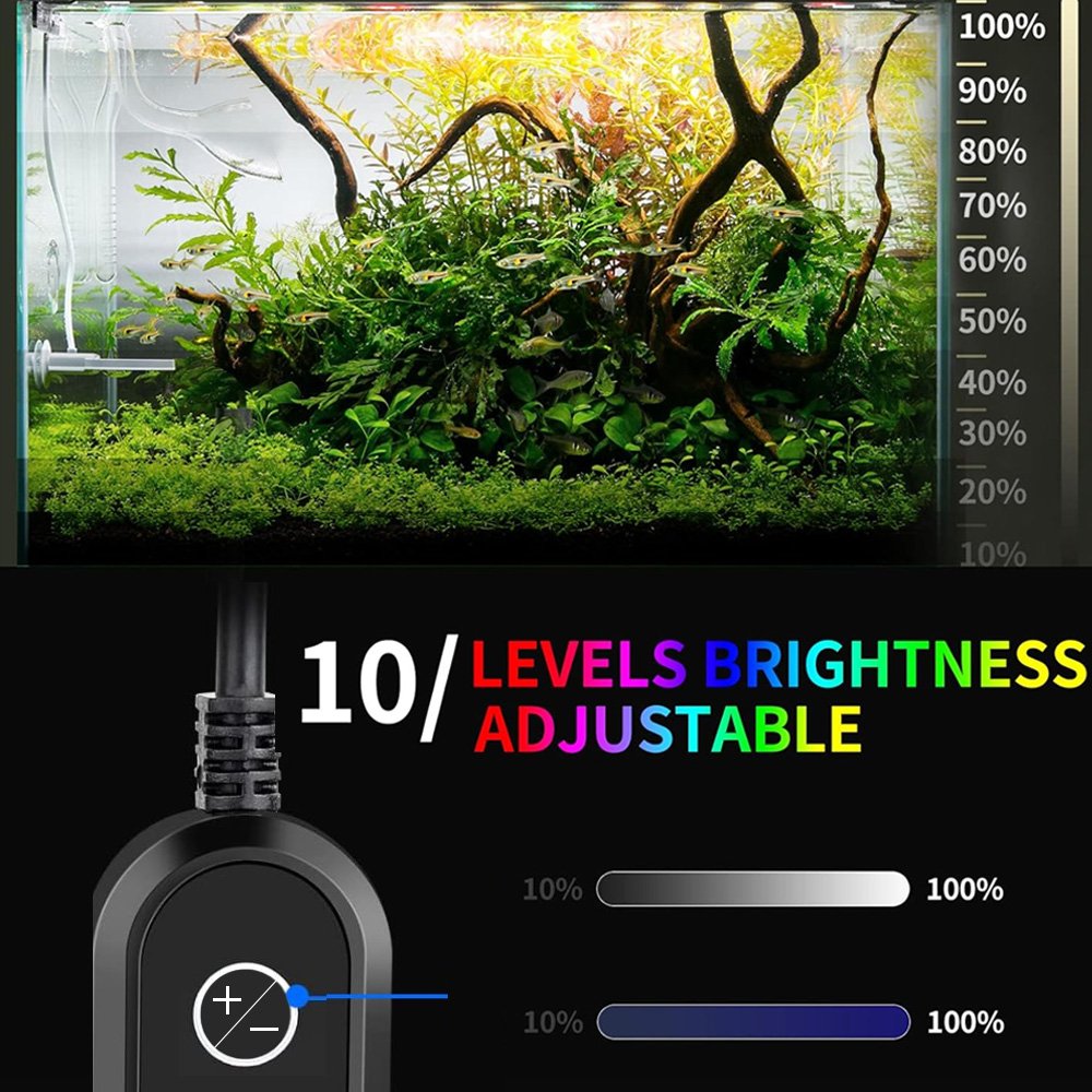 24/7 Cycle Fish Tank Light with Timer 7 Single Colors Auto On/Off Adjustable Brightness Submersible Aquarium Light for Fish Tank