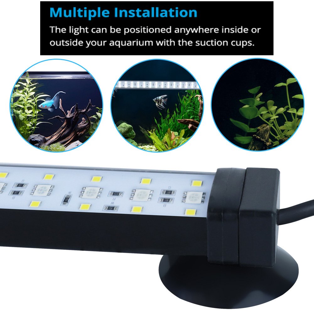 24/7 Cycle Fish Tank Light with Timer 7 Single Colors Auto On/Off Adjustable Brightness Submersible Aquarium Light for Fish Tank