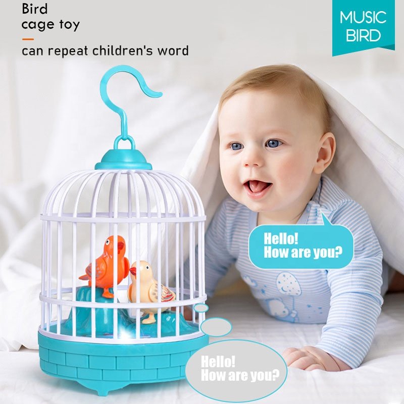 Sound Activated With Light And Music Bird Cage Toy USB Imitates The Words Of The Kids Bird Cage Toy For Children