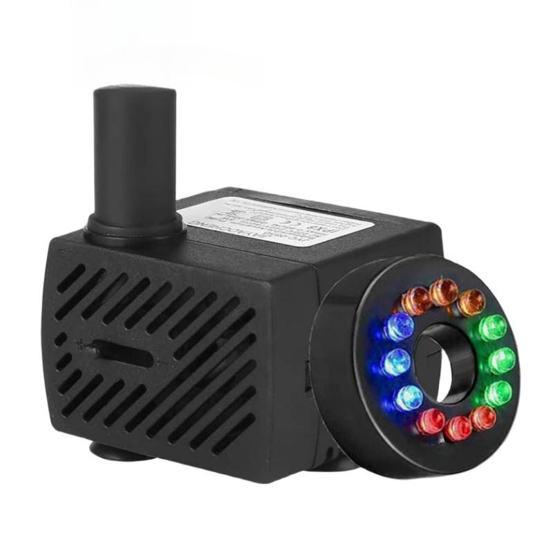 Electrical Mini Water Pump with LED Light Small Submersible Aquarium Water Pump 220L/h 2.5W Quiet Fountain Pump with Led