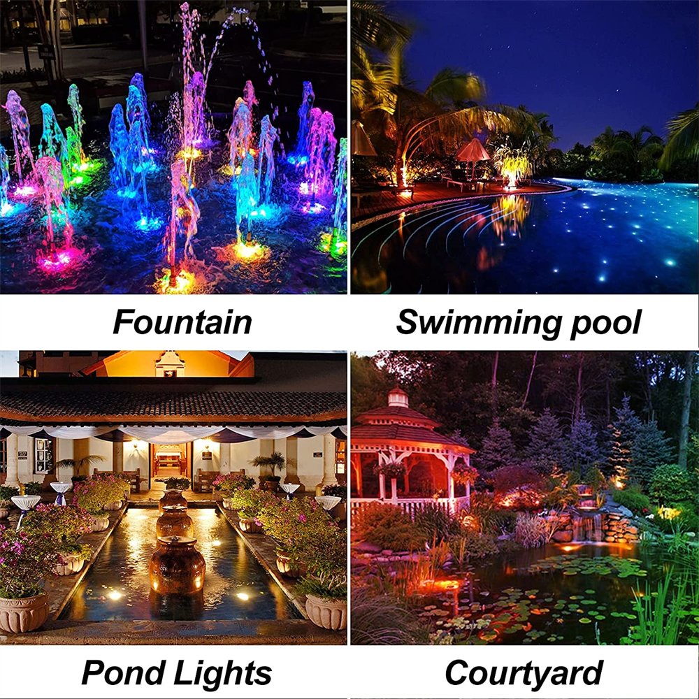 Solar Underwater Pond LED Lights RGB Swimming Pool Lamp Waterproof IP68 Outdoor Garden Lawn Fountains Aquarium Spotlight Lamp