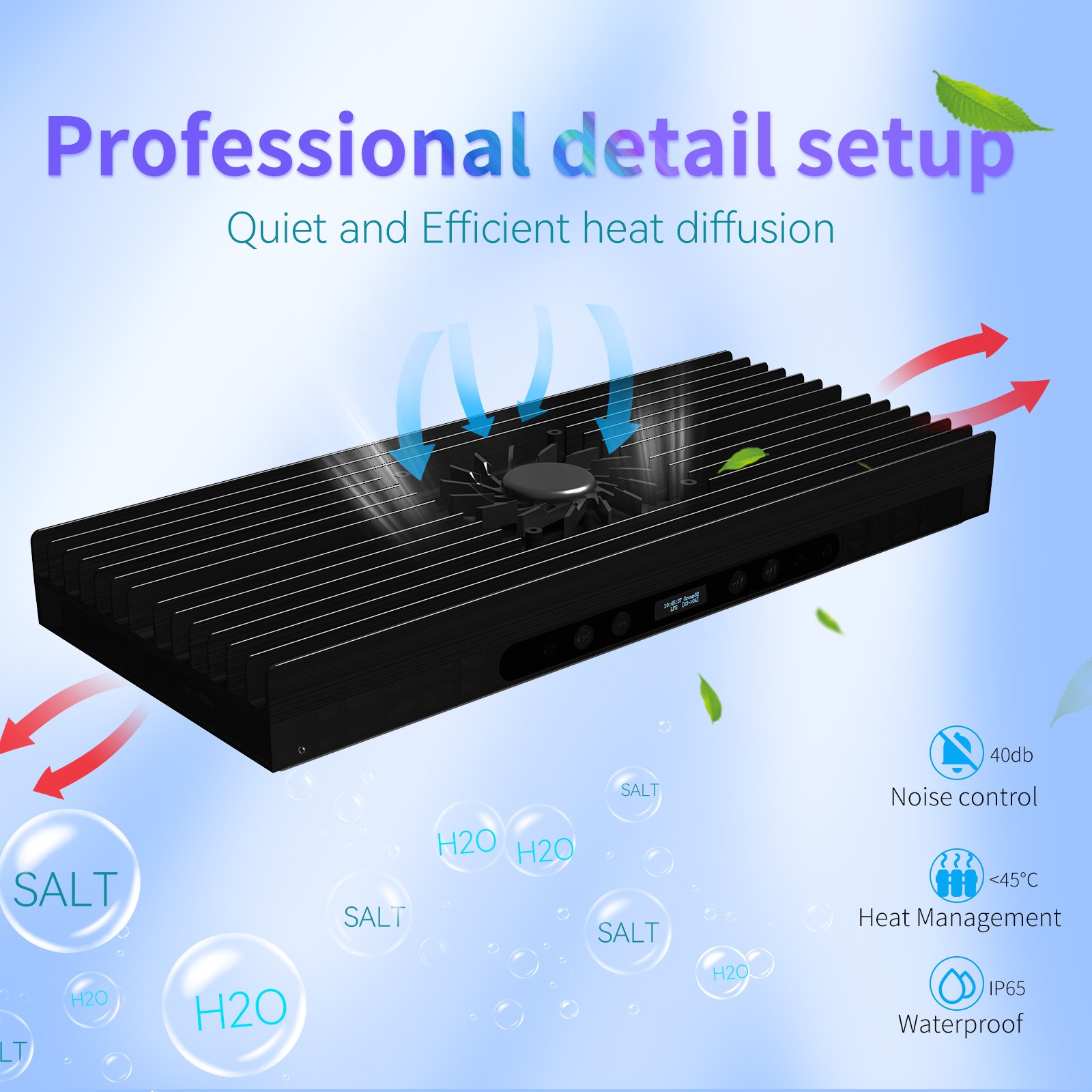 CTLite 52PCS Epistar SPS LPS Two-roller smart silence fan LED Aquarium Lighting 140W 6 Channels For Corals Reef Tank