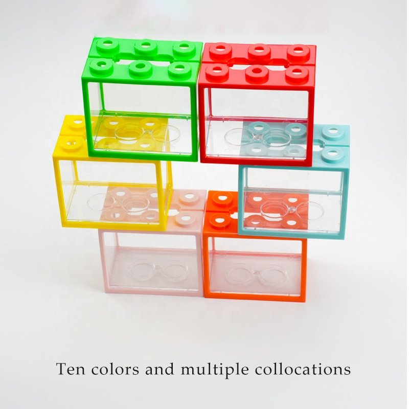 Small Desktop Fish Tank Block Arrangement 6-Hole Transparent Aquarium Accessories Tank
