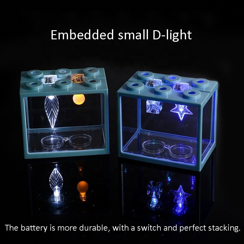 Small Desktop Fish Tank Block Arrangement 6-Hole Transparent Aquarium Accessories Tank