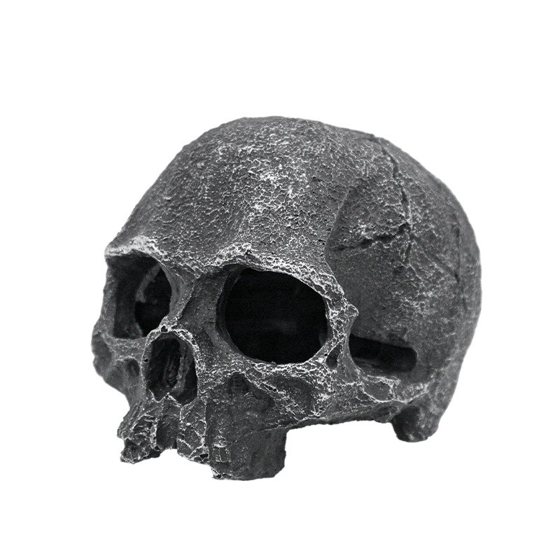 Customizable simulation Black skull Reptile Landscaping Decor Aquarium Escape House Hollow Fish Tank Decoration