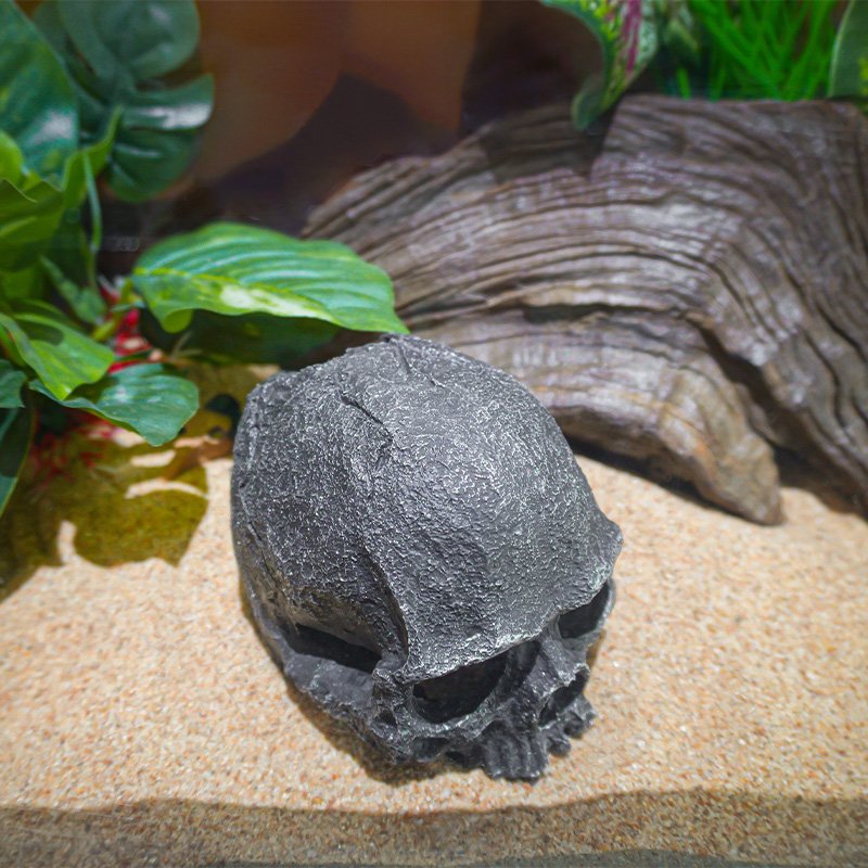 Customizable simulation Black skull Reptile Landscaping Decor Aquarium Escape House Hollow Fish Tank Decoration