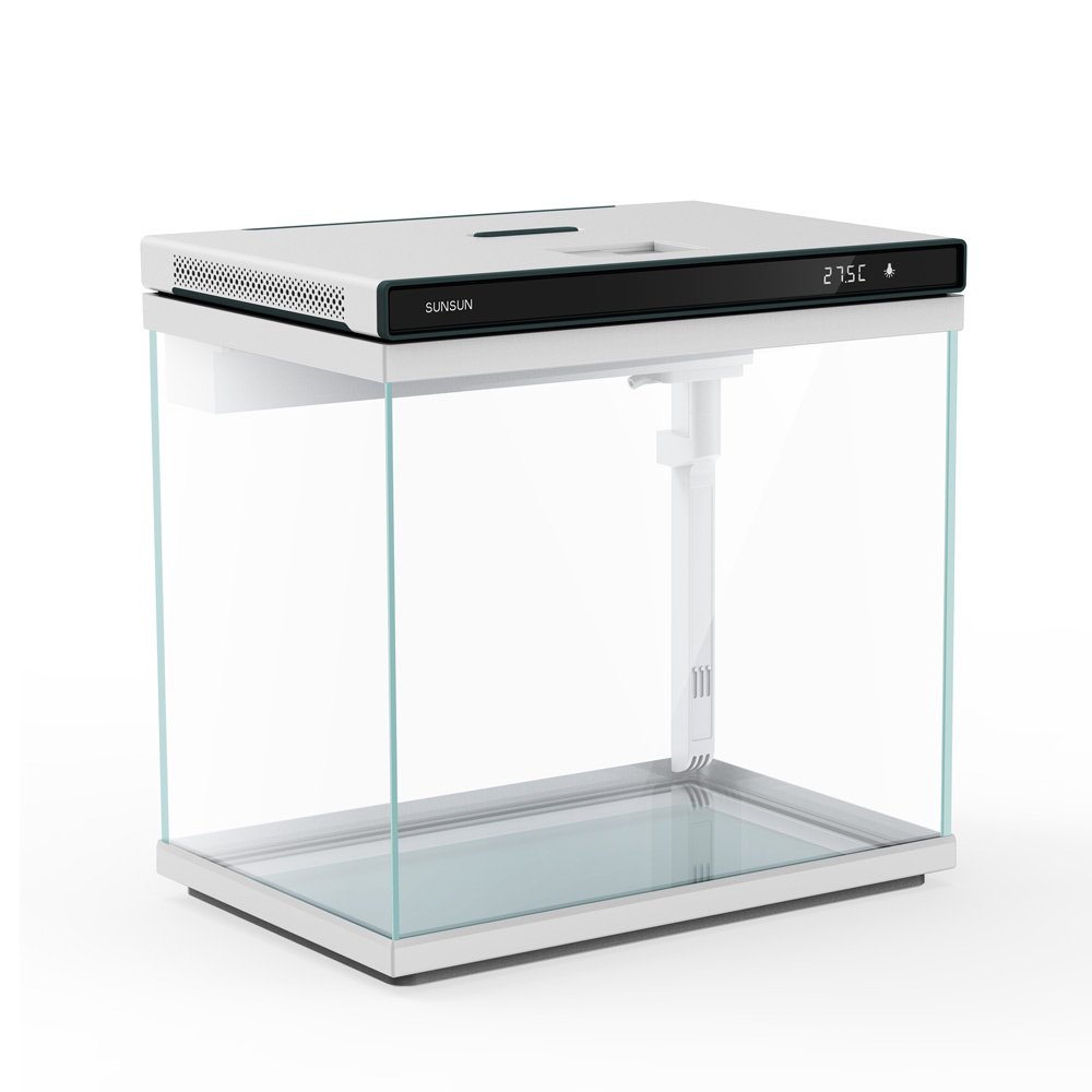 Wholesale Fish Tank Aquarium Led Light Small Fish Tank Internal Filter Ultra White Glass Aquarium with Temperature Display