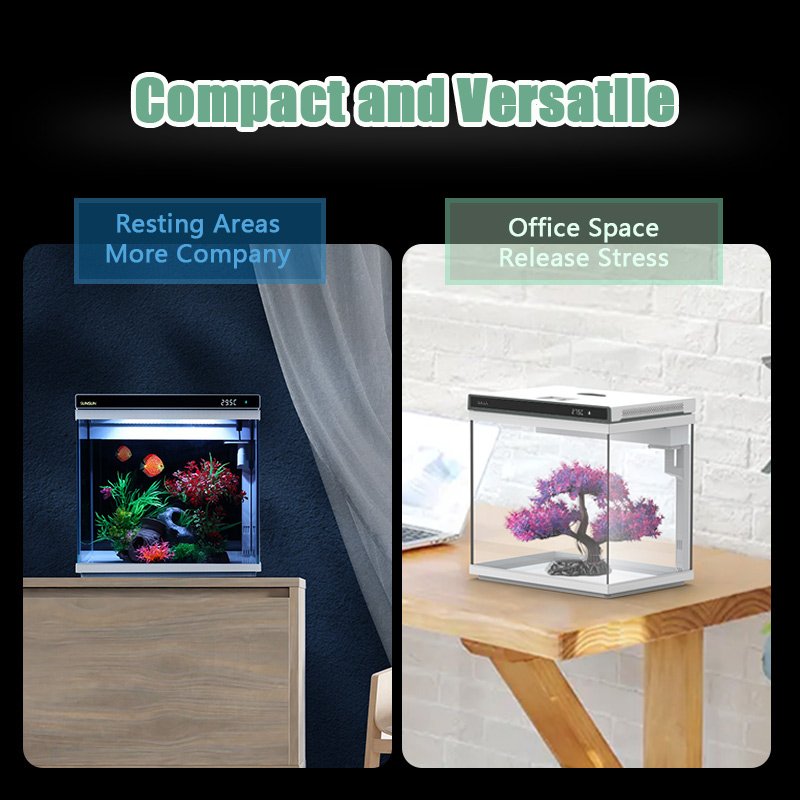 Wholesale Fish Tank Aquarium Led Light Small Fish Tank Internal Filter Ultra White Glass Aquarium with Temperature Display