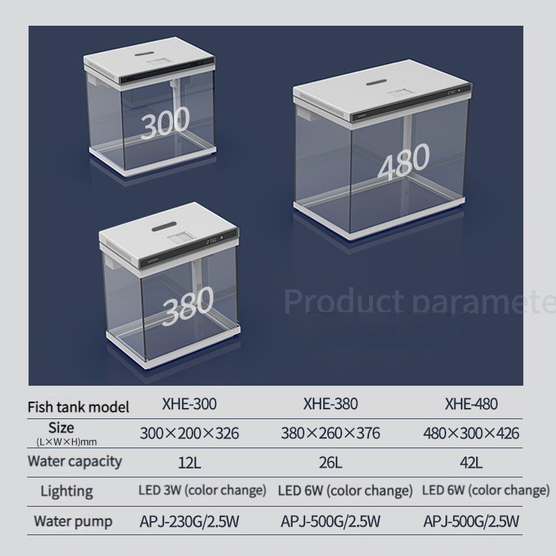 Wholesale Fish Tank Aquarium Led Light Small Fish Tank Internal Filter Ultra White Glass Aquarium with Temperature Display