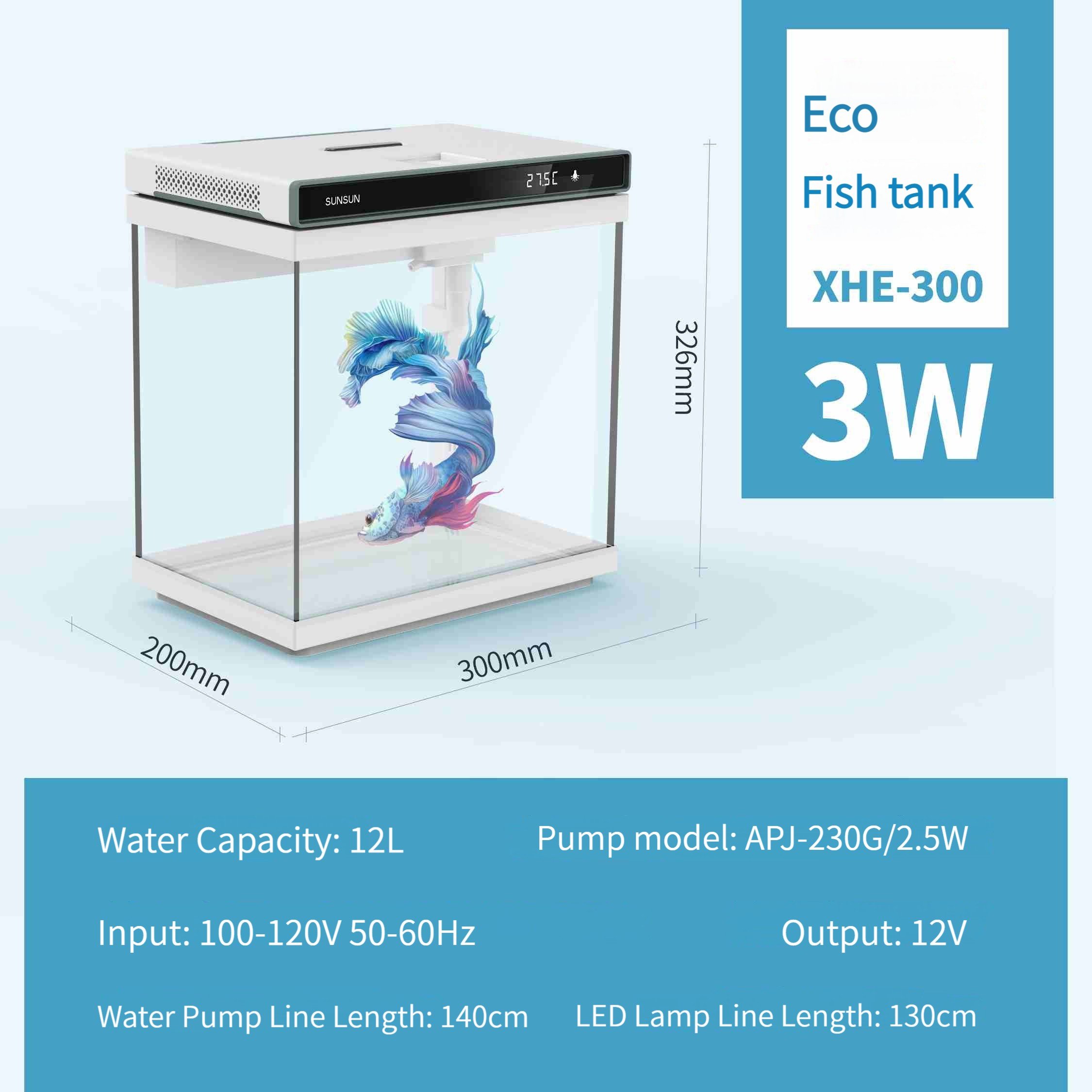 Wholesale Fish Tank Aquarium Led Light Small Fish Tank Internal Filter Ultra White Glass Aquarium with Temperature Display