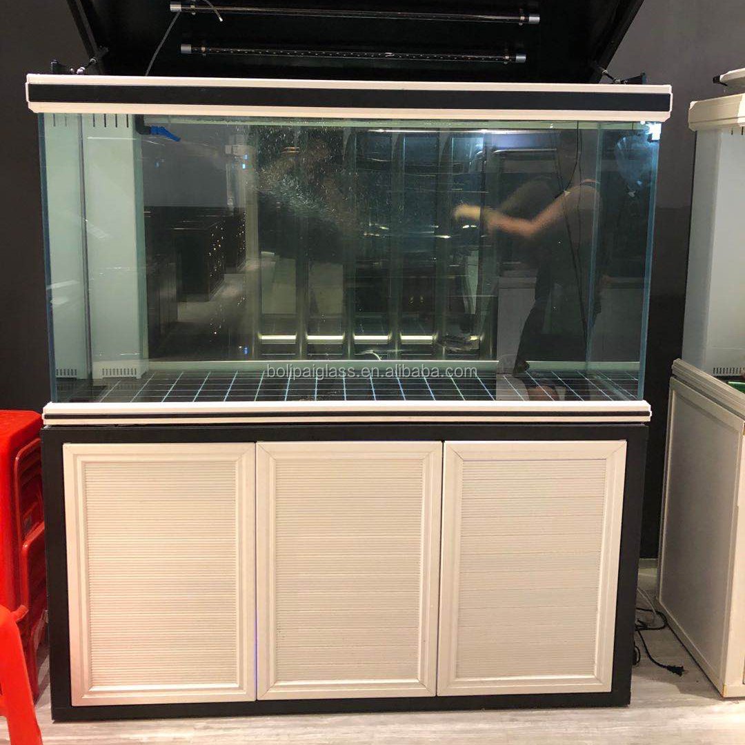 Custom 19mm six doors aluminum frame white Ultra clear large glass aquarium tank with bottom filtration