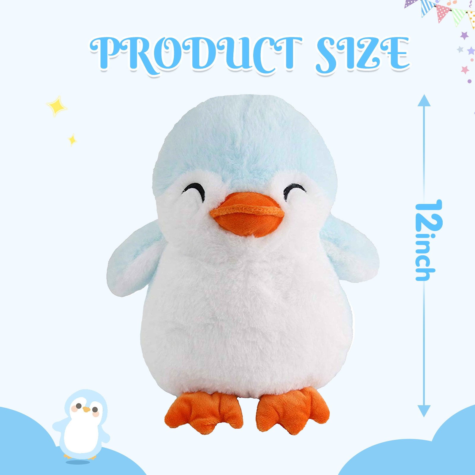Glow Guards 12'' Light up Stuffed Blue White Penguin Snuggle Soft Plush Toy with LED Night Lights Glow Birthday for Toddler Kids