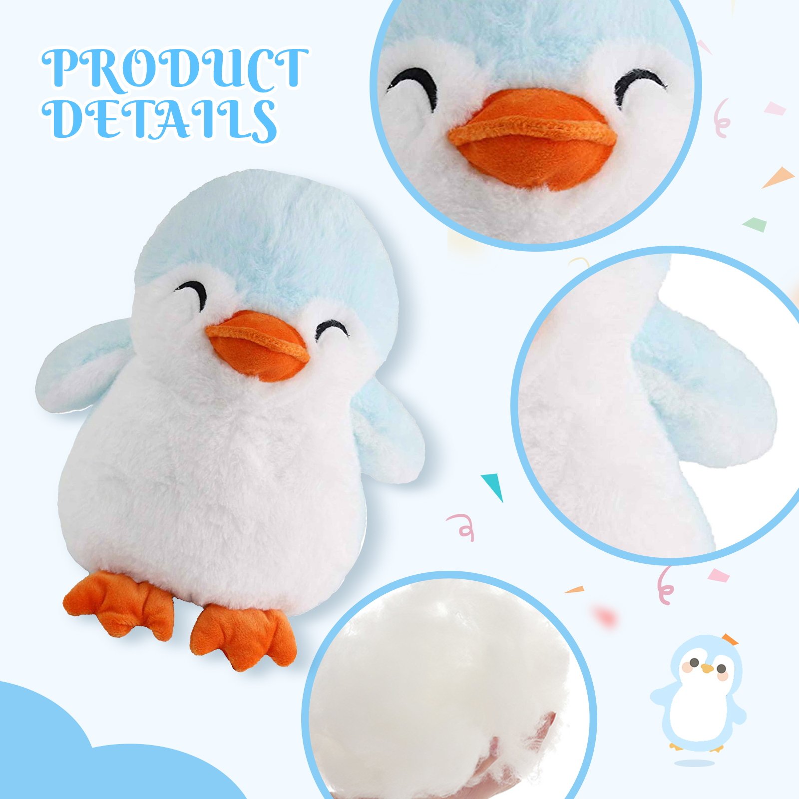 Glow Guards 12'' Light up Stuffed Blue White Penguin Snuggle Soft Plush Toy with LED Night Lights Glow Birthday for Toddler Kids