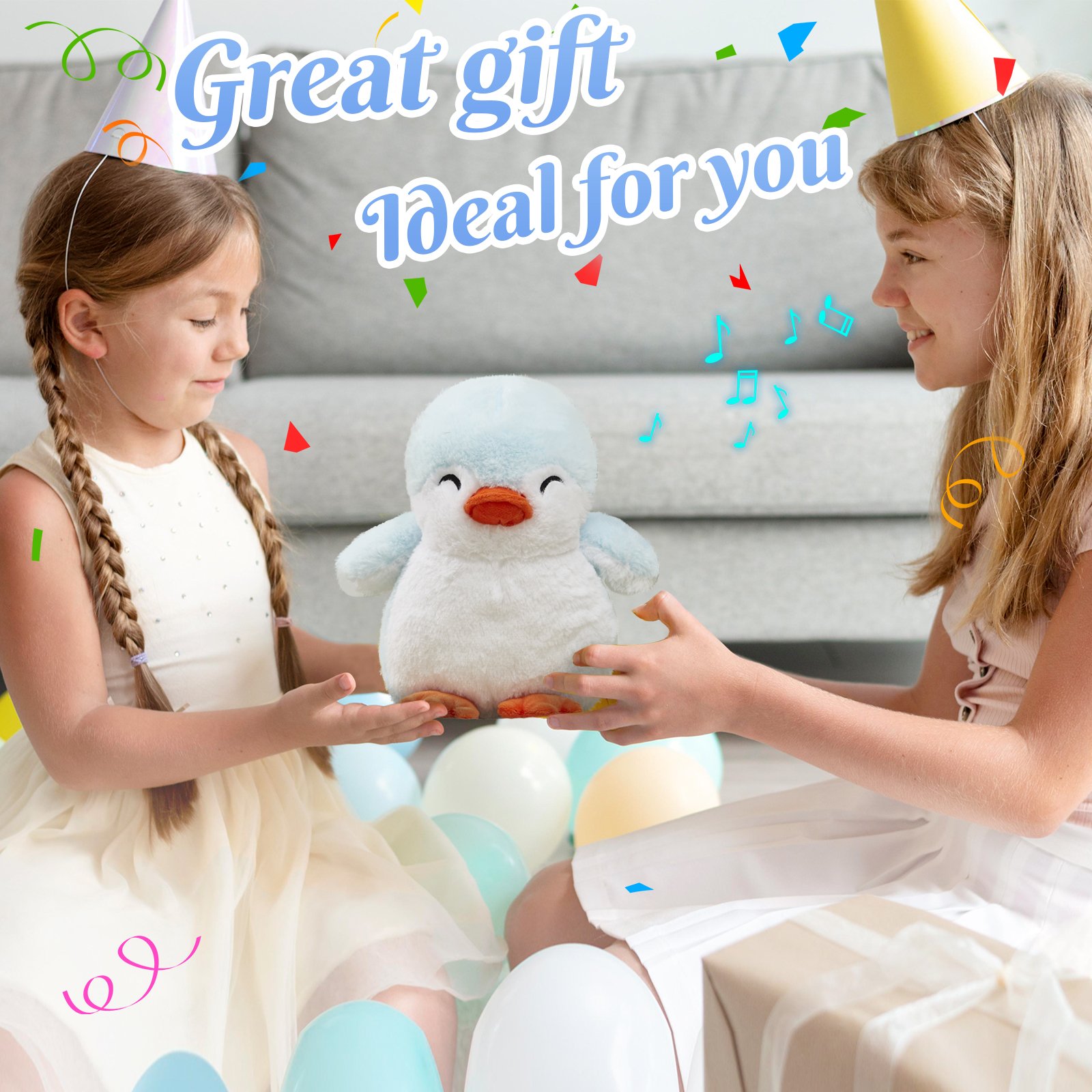 Glow Guards 12'' Light up Stuffed Blue White Penguin Snuggle Soft Plush Toy with LED Night Lights Glow Birthday for Toddler Kids
