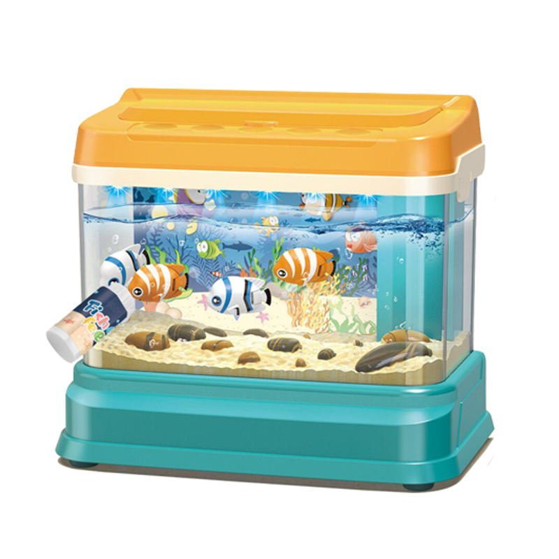 Electric Fishing Toy Multi-function Fishing Interactive Game Simulated Plastic Night Light Fish Tank Aquarium with Music for Kid