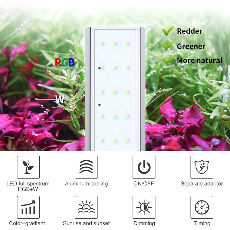 WEEK AQUA V Series Aquarium Plant Grow LED Light WRGB full spectrum LED Aquarium Light with remote control for Aquatic Plants
