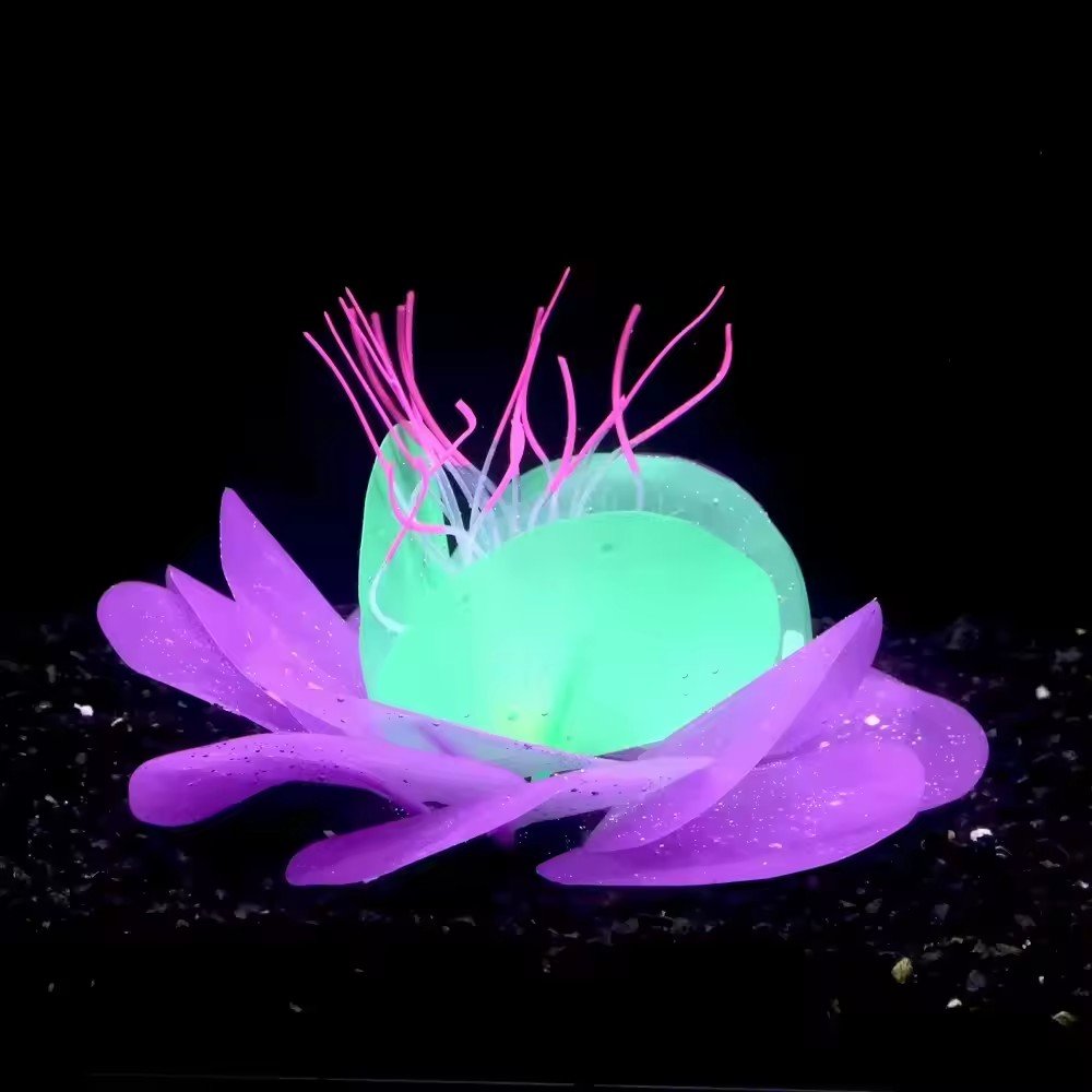 Fish tank decoration soft aquatic flowers aquatic grass silicone does not hurt fish fluorescence simulation landscaping flowers