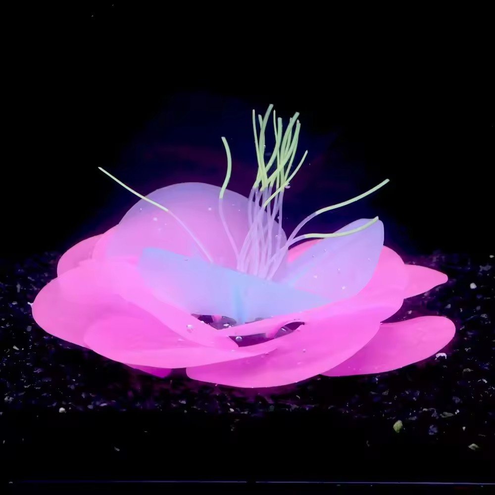 Fish tank decoration soft aquatic flowers aquatic grass silicone does not hurt fish fluorescence simulation landscaping flowers