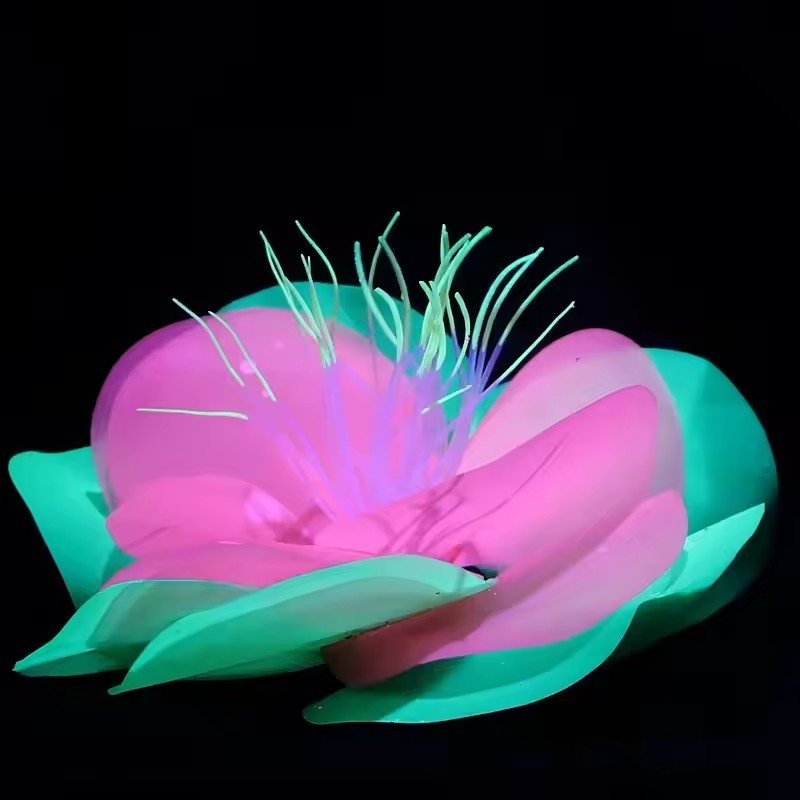 Fish tank decoration soft aquatic flowers aquatic grass silicone does not hurt fish fluorescence simulation landscaping flowers