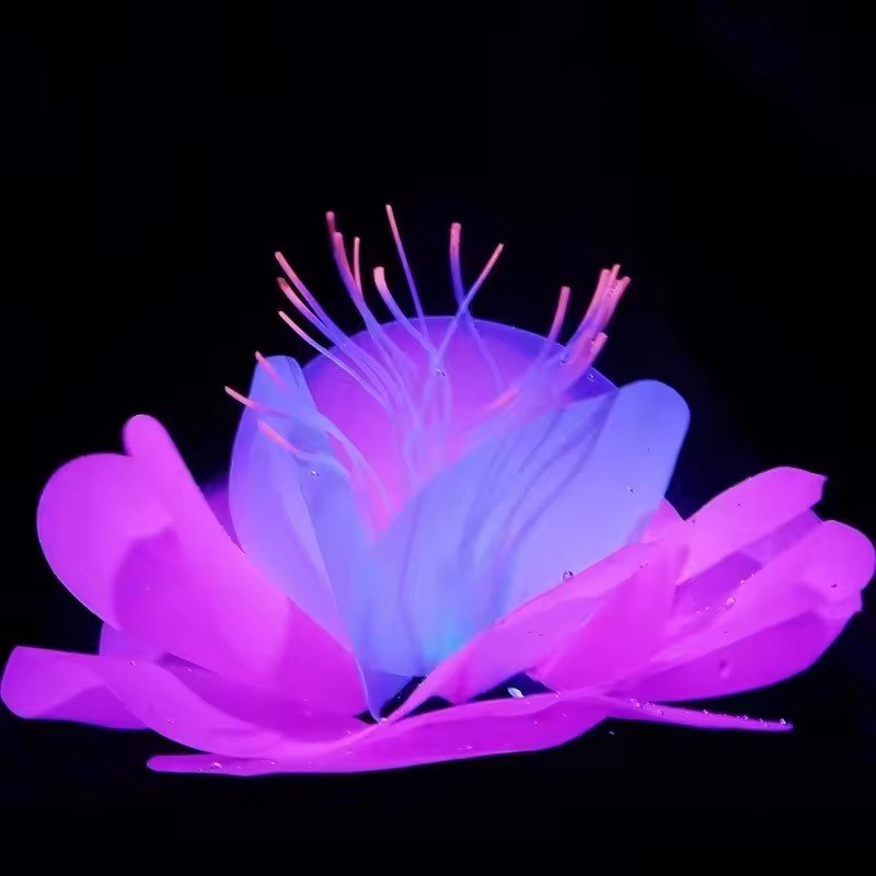 Fish tank decoration soft aquatic flowers aquatic grass silicone does not hurt fish fluorescence simulation landscaping flowers