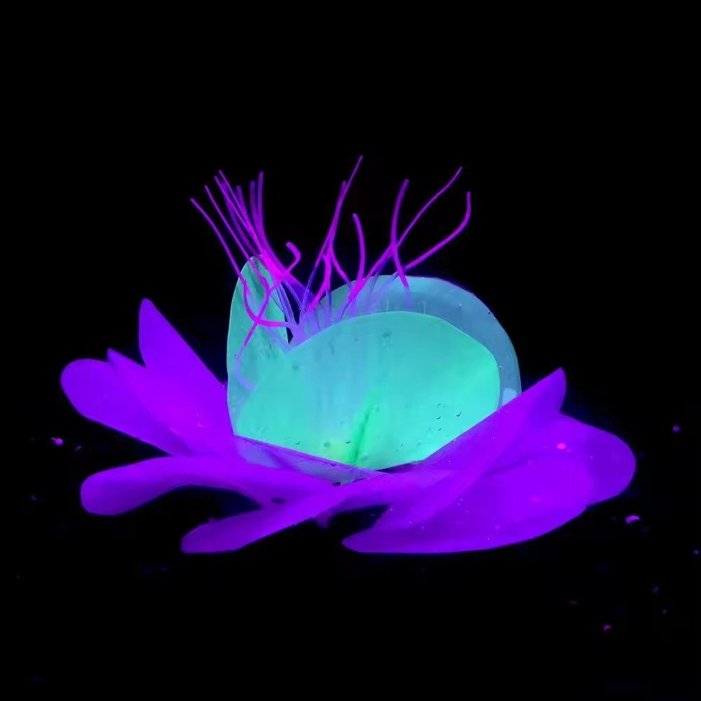 Fish tank decoration soft aquatic flowers aquatic grass silicone does not hurt fish fluorescence simulation landscaping flowers