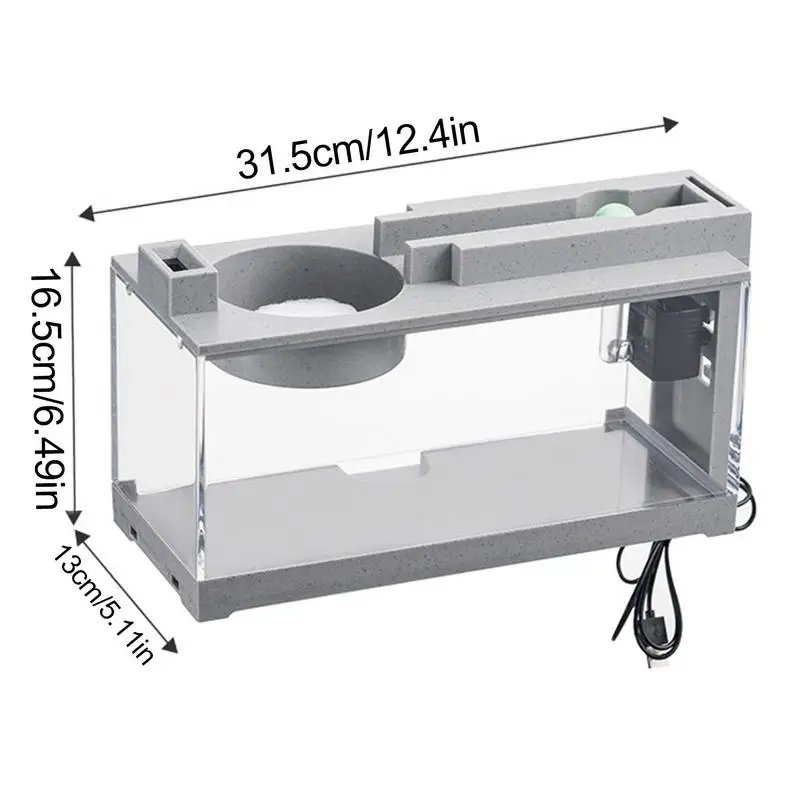 Mini Aquarium Fish Aquarium Retro Decorative Quiet Desk Aquarium With Water Pump For Betta Fish Shrimp Turtle Reptile Shrimp