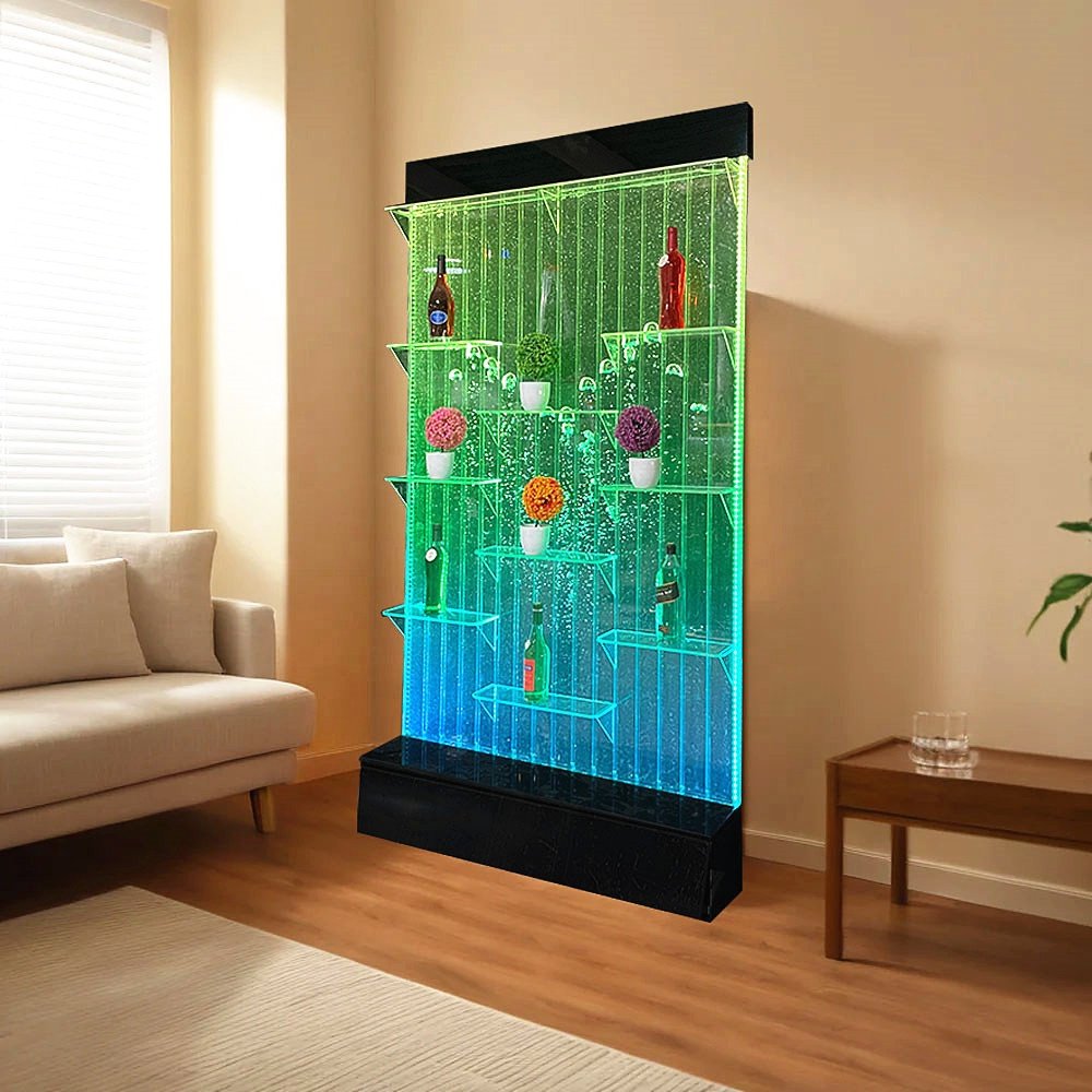 Custom Made Acrylic Large Aquarium Bubble Wall with LED Light Movable Water Bubble Panel Partition Wine Rack For Room Dividers