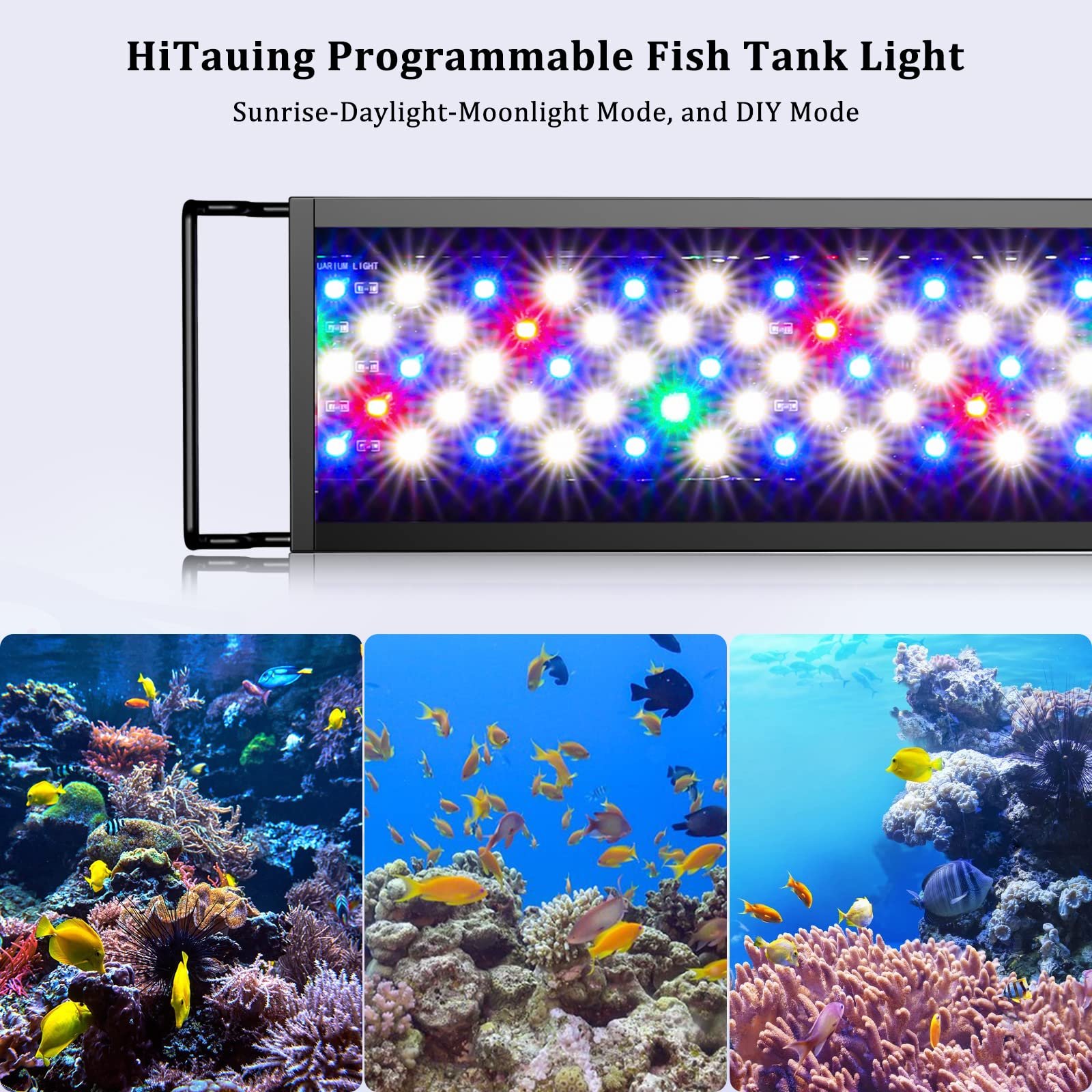 Aluminum Alloy LED Aquarium Light Full Spectrum Fish Tank Light for 12-54 inch - DIY Adjustable Timer & Brightness