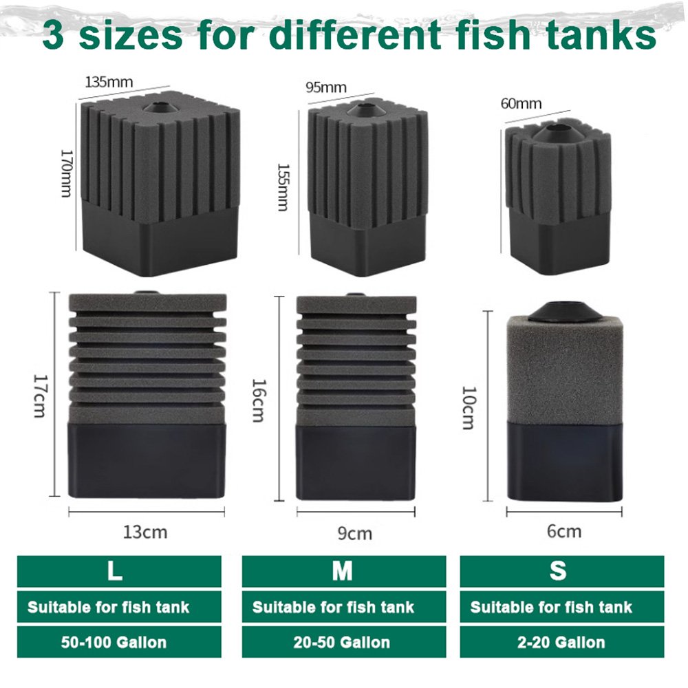 Aquarium Biochemical Sponge Filter, Ultra Quite Aquarium Air Pump Bio Sponge Fish Tank Foam Filter Sponge filter for aquarium