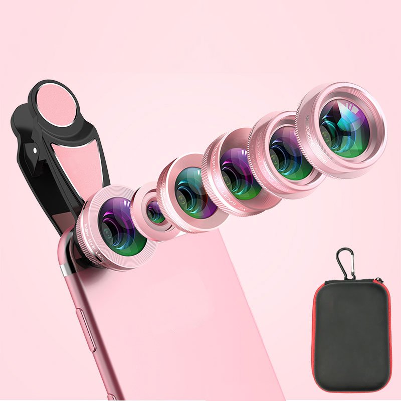 6 in 1 Universal Clip On 0.63 Wide Angle+ 15X Macro+ 198 Fisheye+2X Telephoto+ Kaleidoscope+ CPL Camera Lens Smart Phone Lens