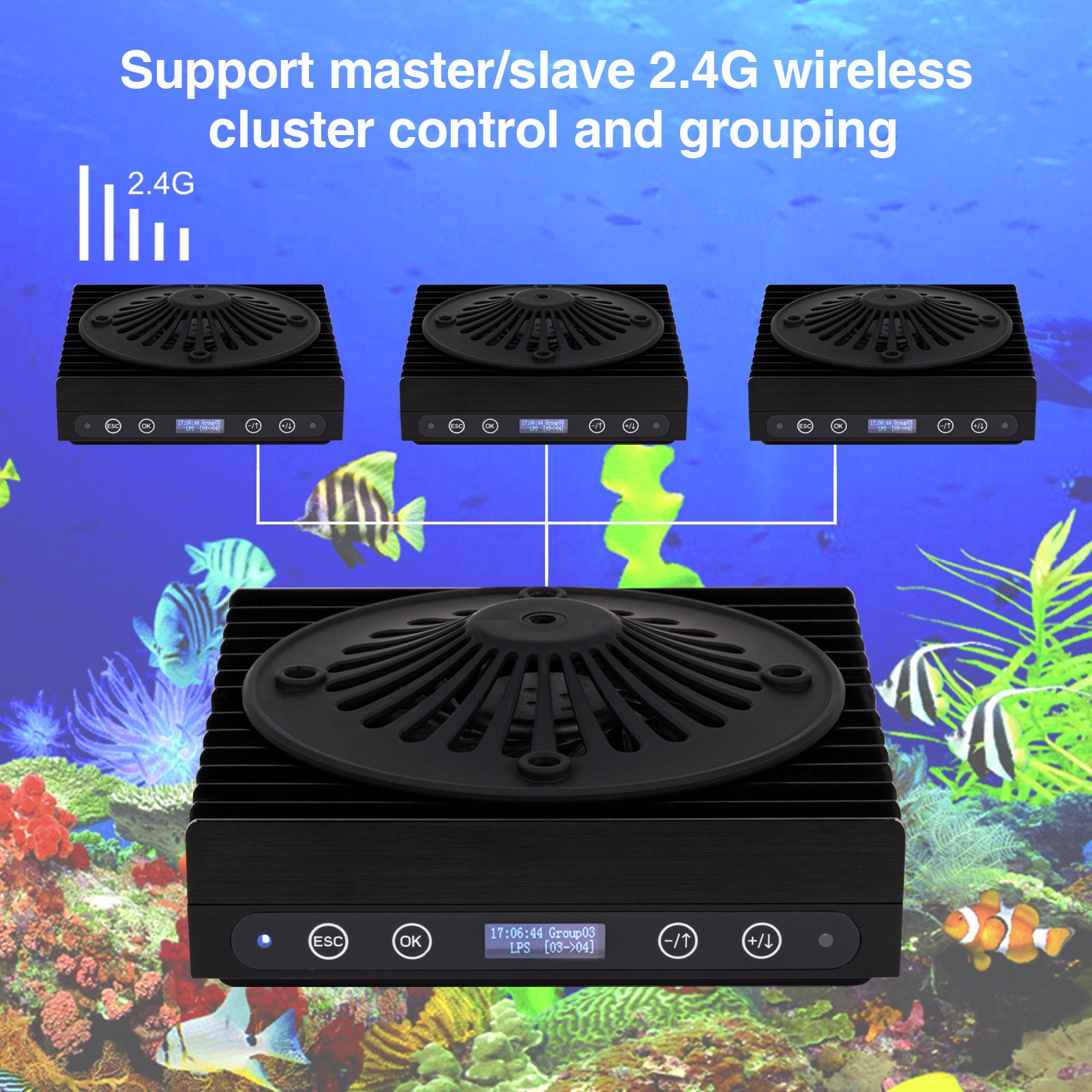 Modern Design 60W SPS LPS Full Spectrum LED Aquarium Light IP65 for Saltwater Reef Tank Dimmer Timer Touch & Remote Control