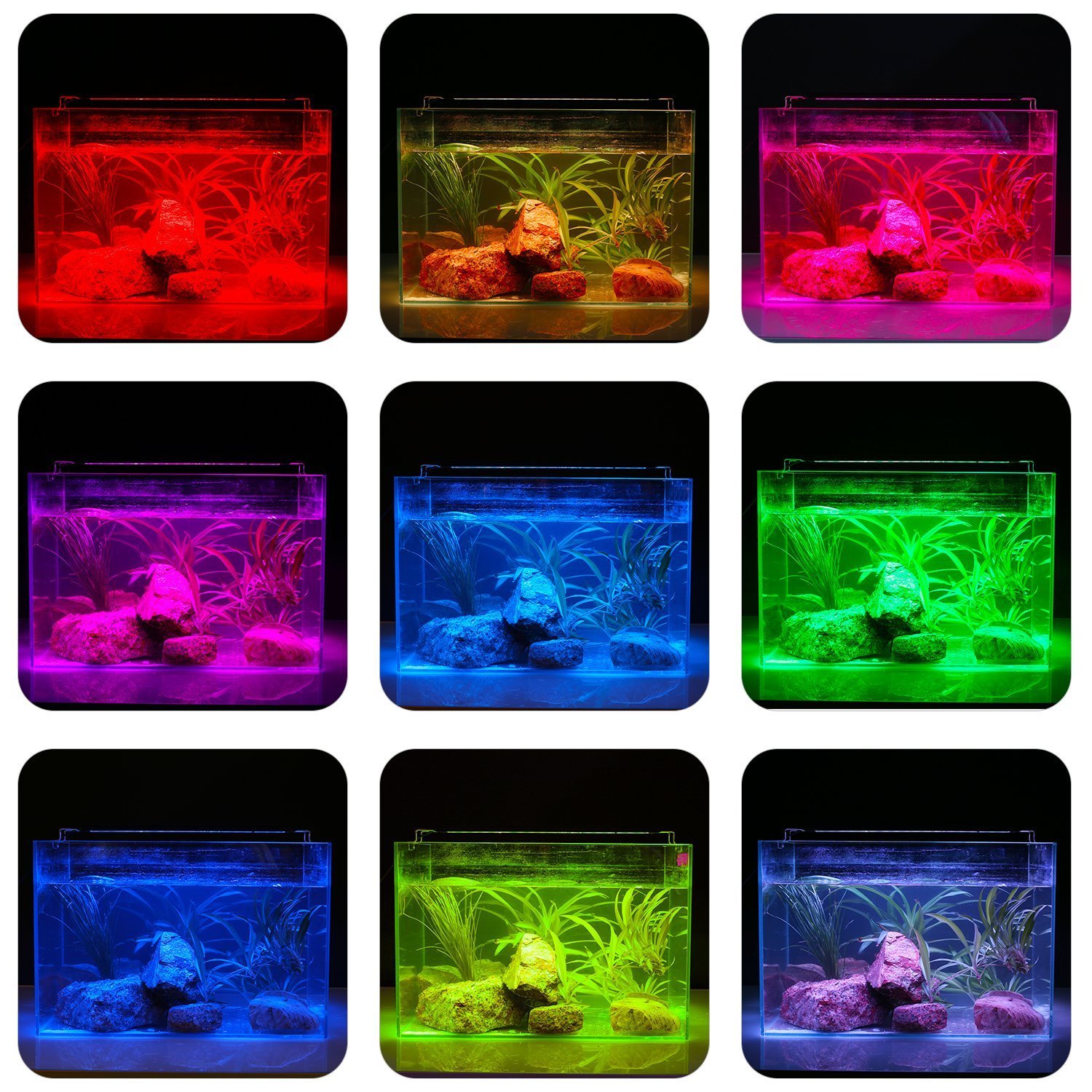 Aquarium Light RGB Multi-color Led Lights for 28.3-34 inch Fish Tank Extendable Light 72LED 12W + IR Remote Controller