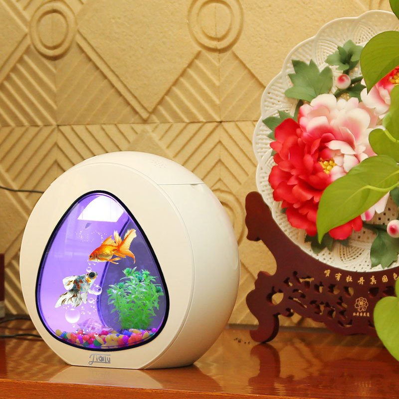 SUNSUN XYA/XYB Series Acrylic View Aquarium Small Fish Tank With Gradient LED Light DIY Photos For Home Office