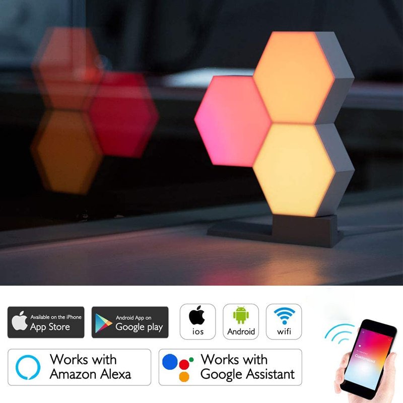 Smart Home Lights Multi Color Motion Sensor Decoration for Home RGB Light App Lampara Hexagonal Led Light