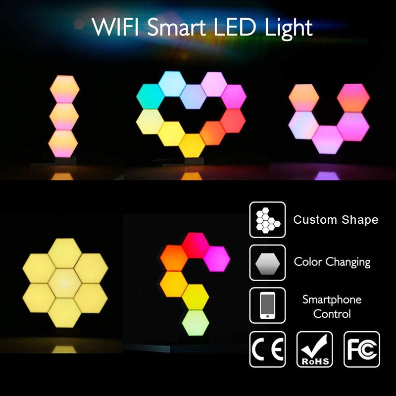 Smart Home Lights Multi Color Motion Sensor Decoration for Home RGB Light App Lampara Hexagonal Led Light