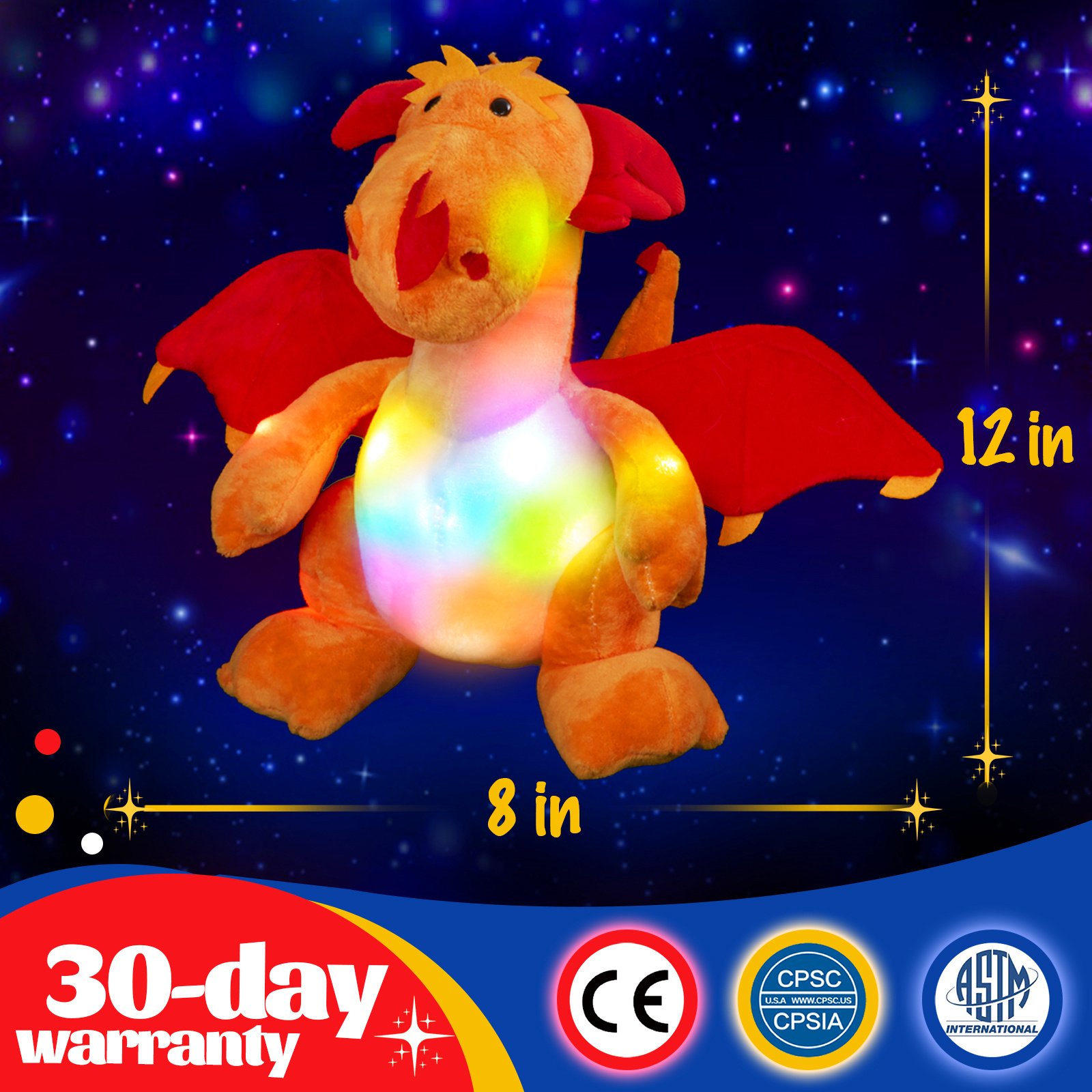 Glow Guards 12' Dragon Stuffed Animal Plush Toy Doll Holiday and Birthday Gifts for Kids
