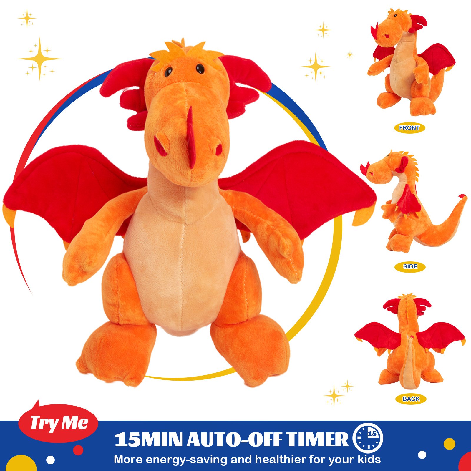 Glow Guards 12' Dragon Stuffed Animal Plush Toy Doll Holiday and Birthday Gifts for Kids